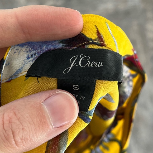 J. Crew Yellow Floral Silk Top with Pleats, Size S - Picture 8 of 8